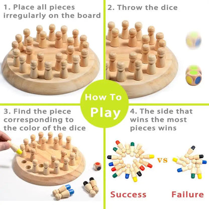 RecallPeg™ l Wooden Memory Chess Game