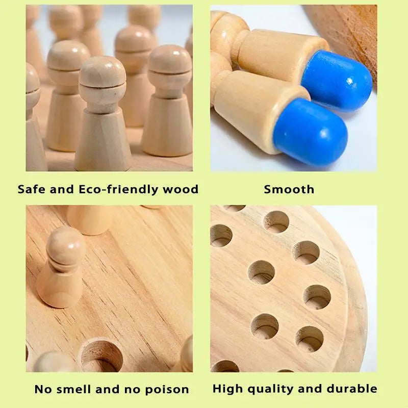 RecallPeg™ l Wooden Memory Chess Game