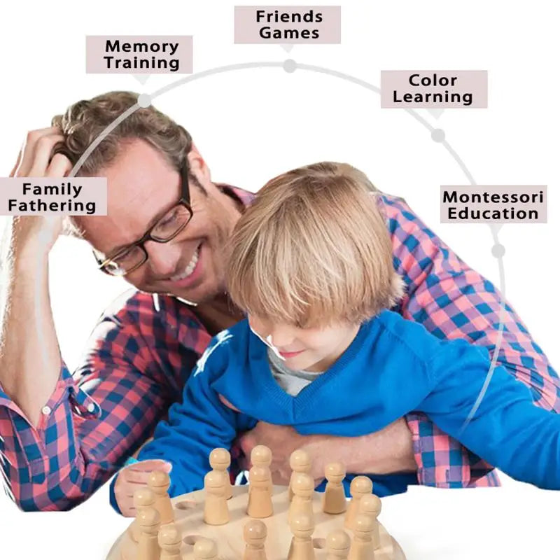RecallPeg™ l Wooden Memory Chess Game