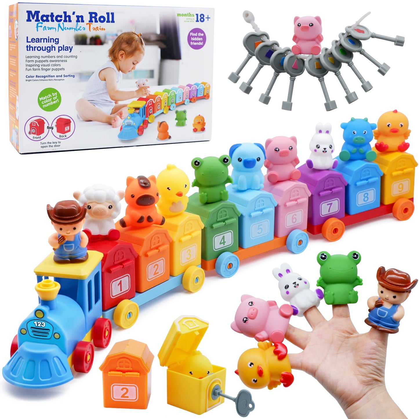 TurnNFind™ l Lock & Key Farm Train l Montessori Toy