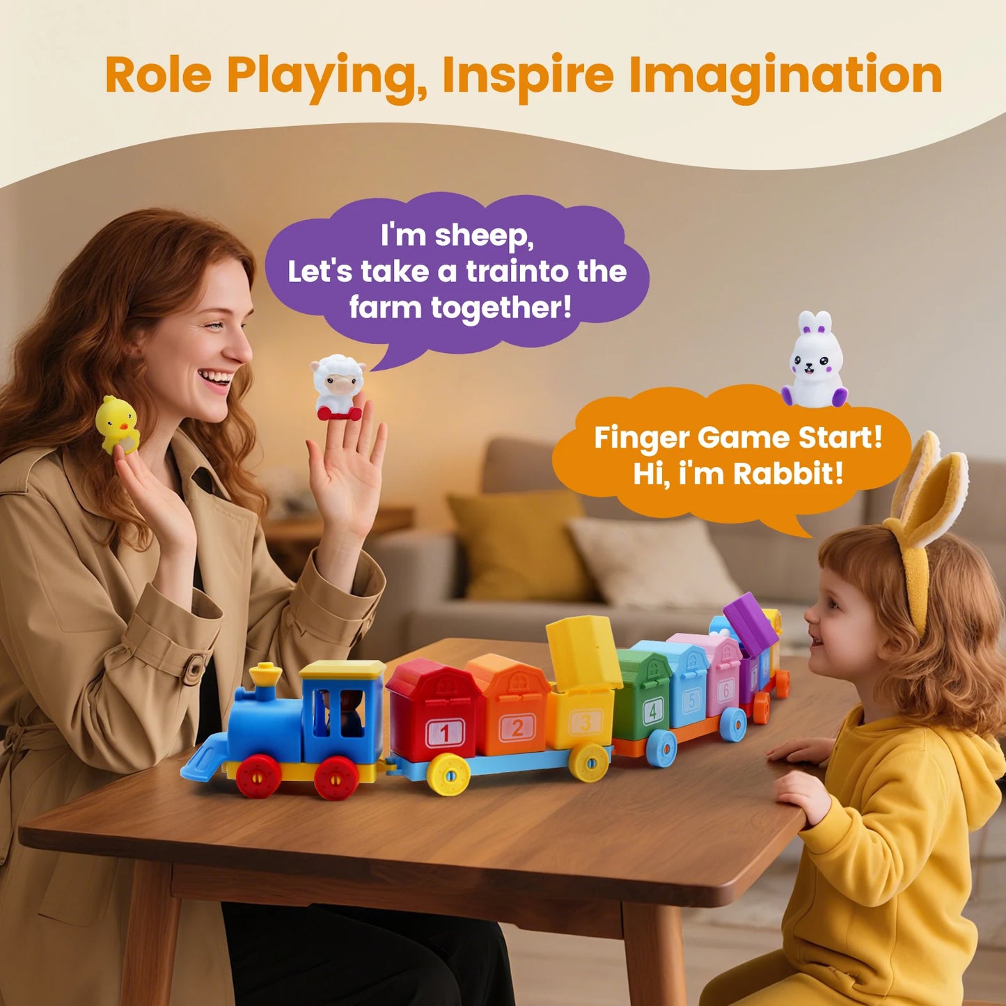 TurnNFind™ l Lock & Key Farm Train l Montessori Toy
