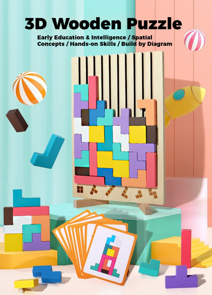 TetraSlot™ l 3D Wooden Tetris Puzzle